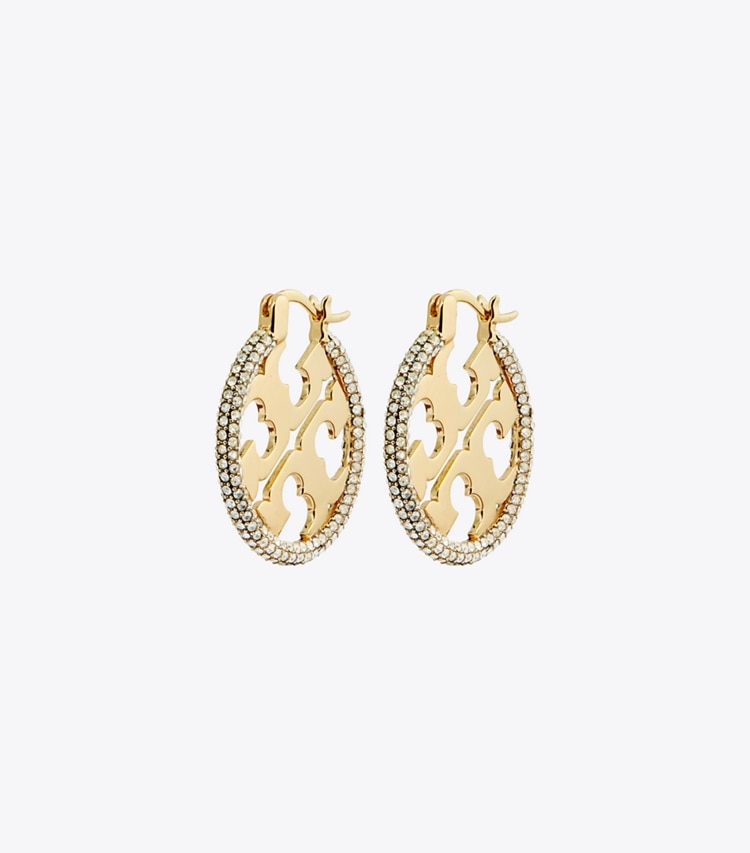 Tory Burch MILLER PAVe HOOP EARRING - Tory Gold / Crystal