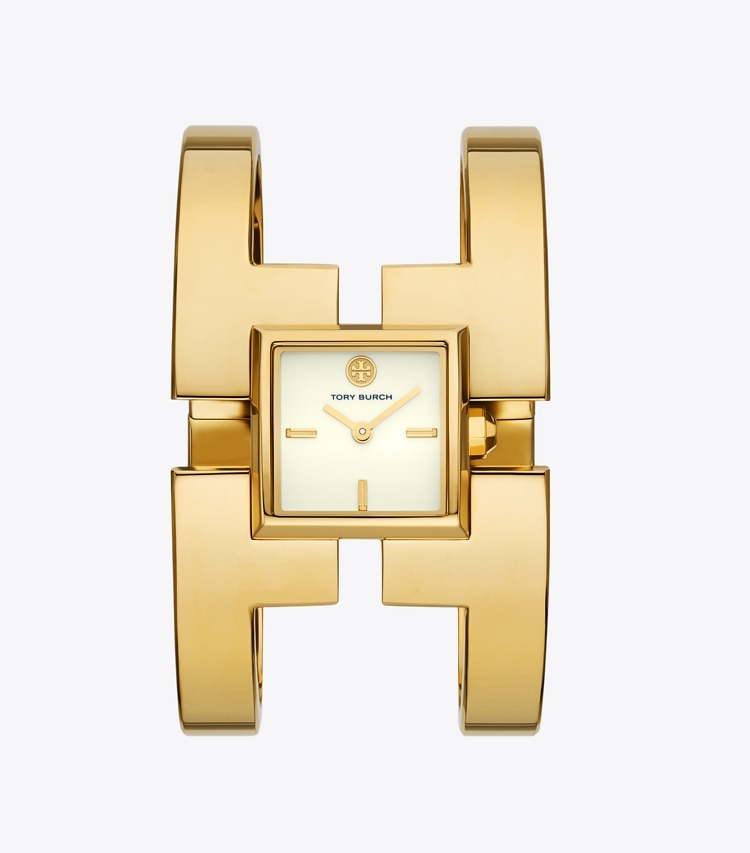 Tory Burch SAWYER WATCH, GOLD-TONE STAINLESS STEEL - Ivory/Gold