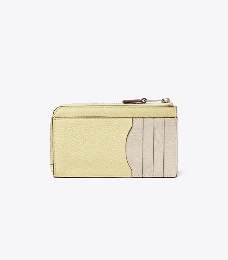 Tory Burch COLORBLOCK ZIP CARD CASE - Pastel Yellow Multi