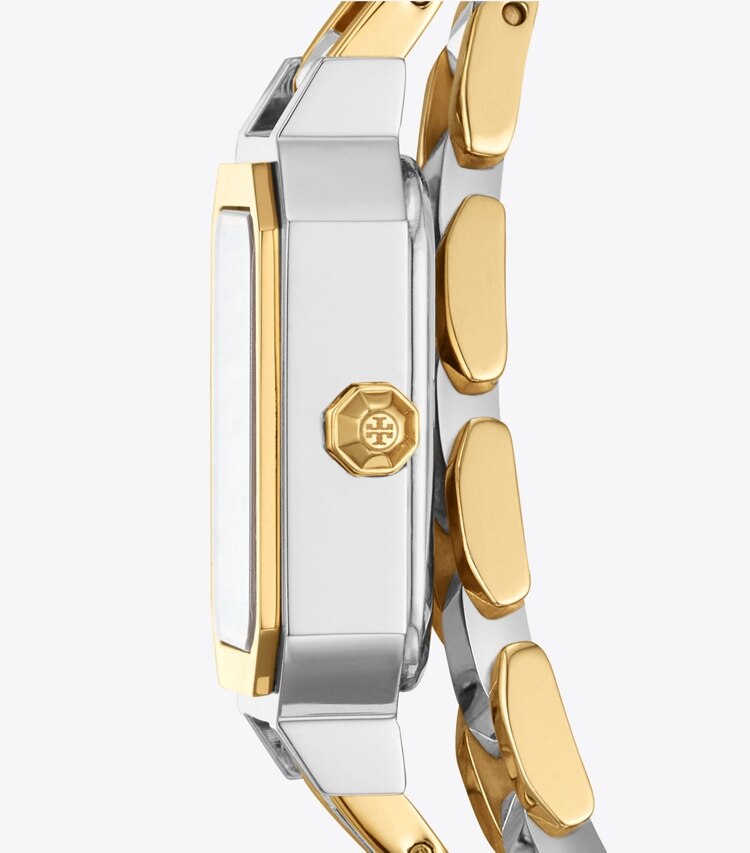 Tory Burch ROBINSON MINI WATCH, TWO-TONE GOLD/STAINLESS STEEL - Silver/Gold/Ivory