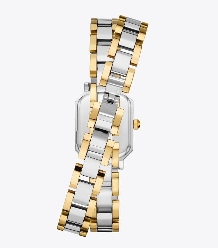 Tory Burch ROBINSON MINI WATCH, TWO-TONE GOLD/STAINLESS STEEL - Silver/Gold/Ivory