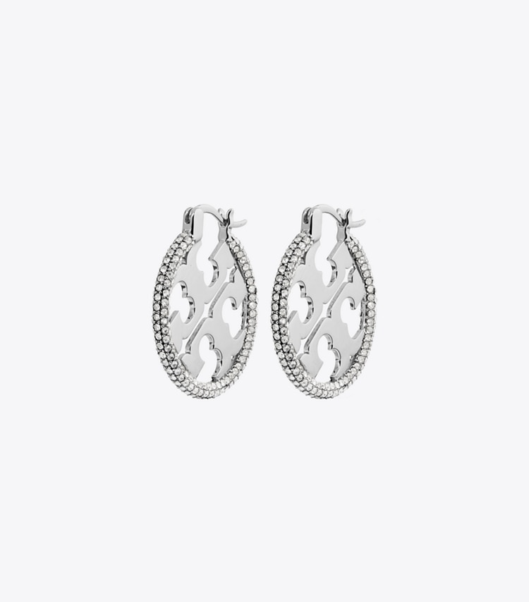 Tory Burch MILLER PAVe HOOP EARRING - Tory Silver / Crystal