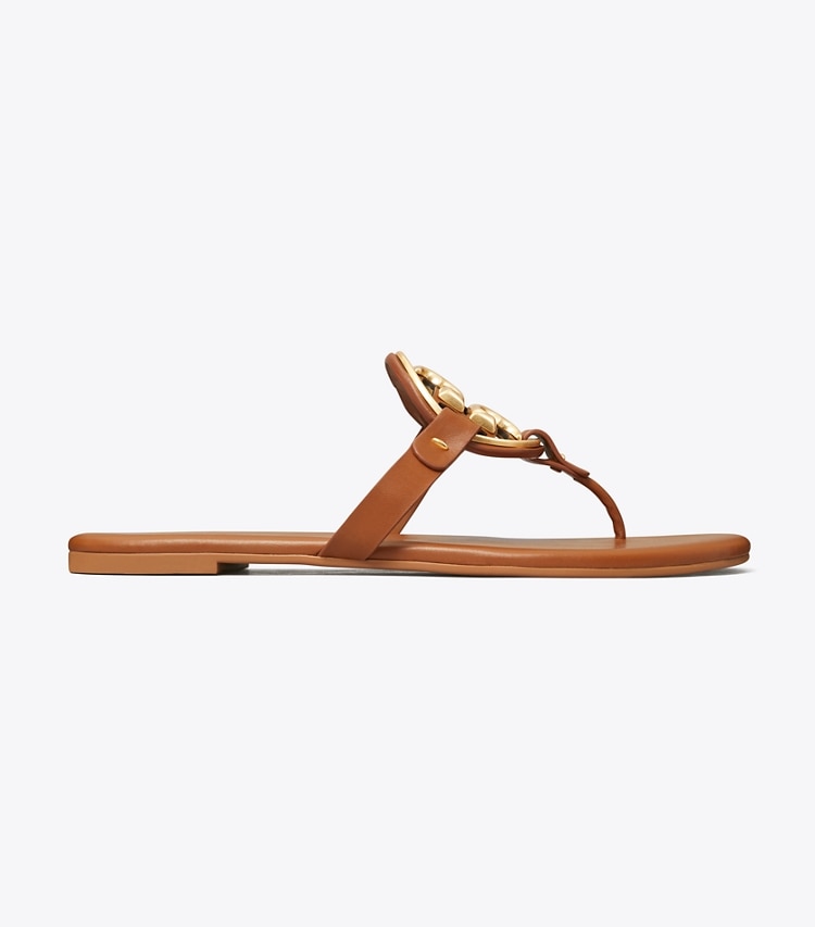 Tory Burch MILLER SOFT METAL LOGO SANDAL - Bourbon Miele