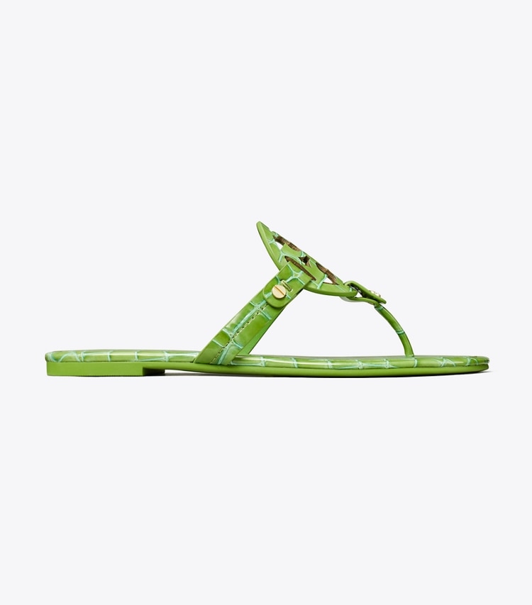 Tory Burch MILLER CROC EMBOSSED LEATHER SANDAL - Jolly Green