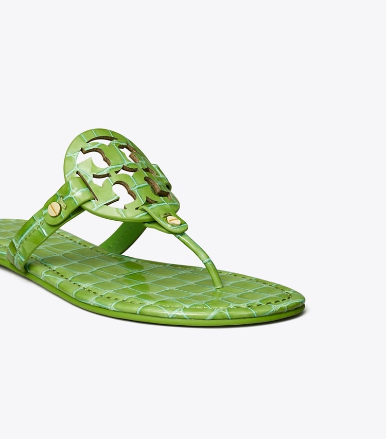 Tory Burch MILLER CROC EMBOSSED LEATHER SANDAL - Jolly Green