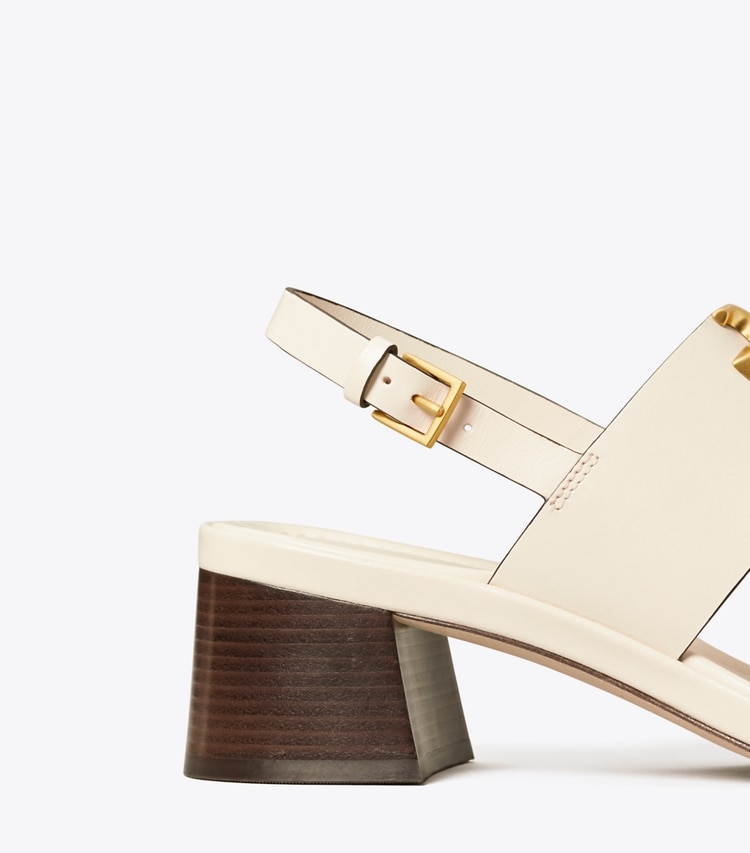 Tory Burch ELEANOR HEEL SANDAL - New Ivory