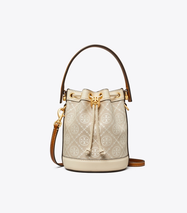 Tory Burch MINI T MONOGRAM BUCKET BAG - Ivory