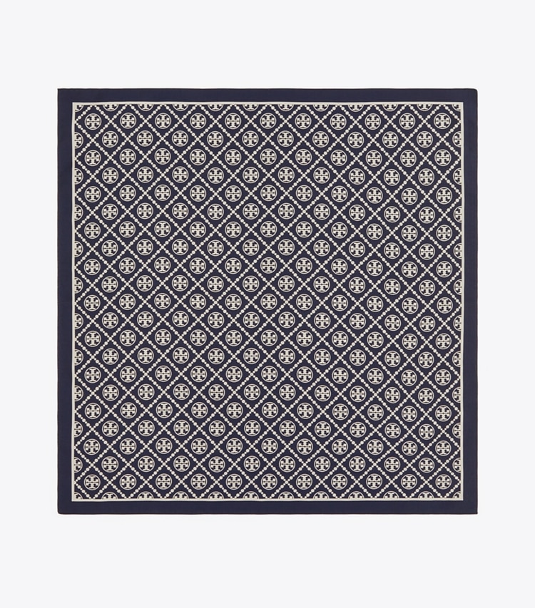 Tory Burch T MONOGRAM TWO-TONE SCARF - Tory Navy / New Ivory