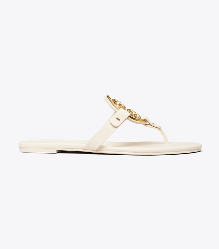 Tory Burch MILLER SOFT METAL LOGO SANDAL - New Cream / Gold