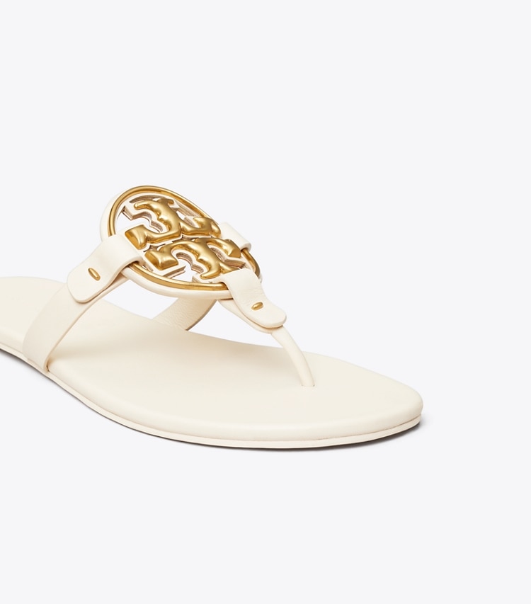 Tory Burch MILLER SOFT METAL LOGO SANDAL - New Cream / Gold