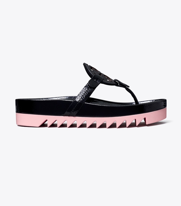 Tory Burch MILLER CLOUD LUG SANDAL - Perfect Black / Petunia