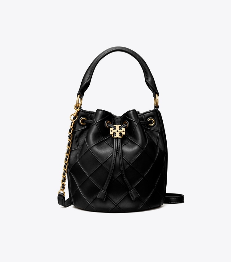 Tory Burch SMALL FLEMING SOFT BUCKET BAG - Black