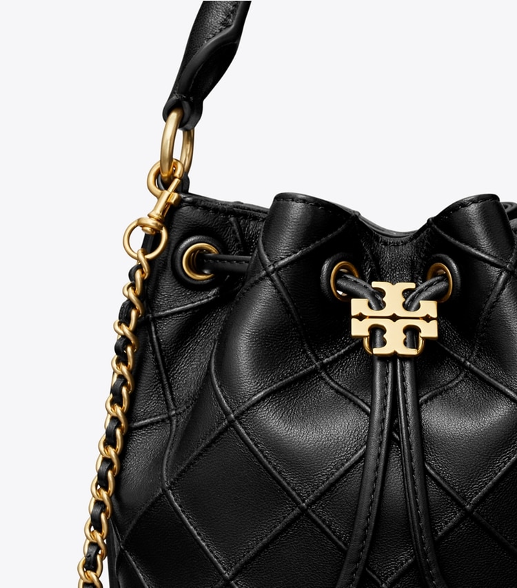 Tory Burch SMALL FLEMING SOFT BUCKET BAG - Black