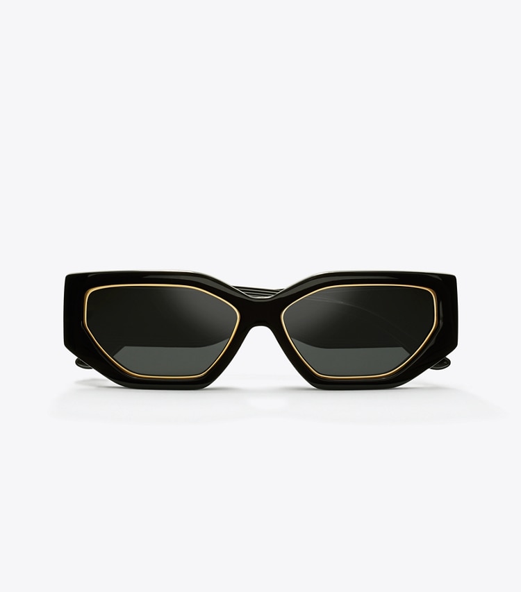 Tory Burch KIRA GEOMETRIC SUNGLASSES - Black