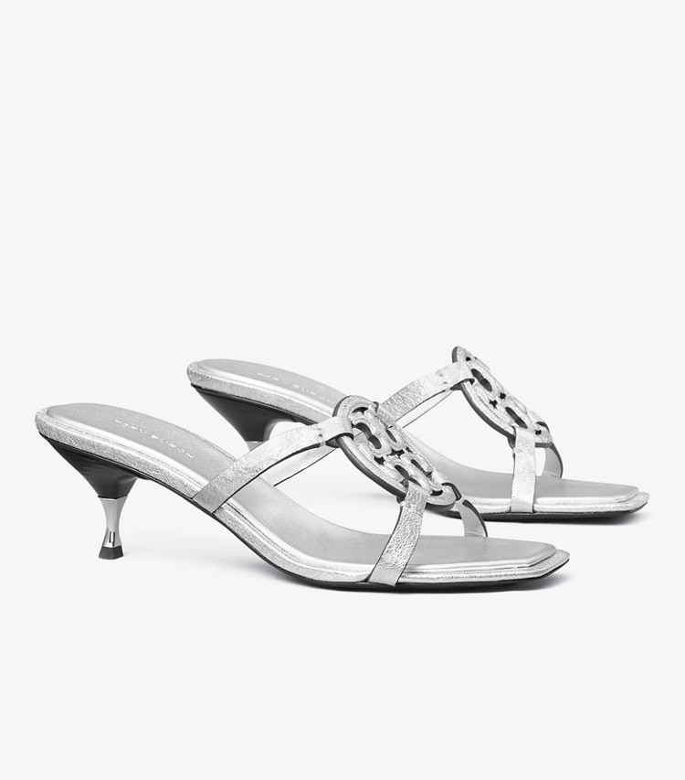 Tory Burch MILLER BOMBe LOW HEEL SANDAL - Silver