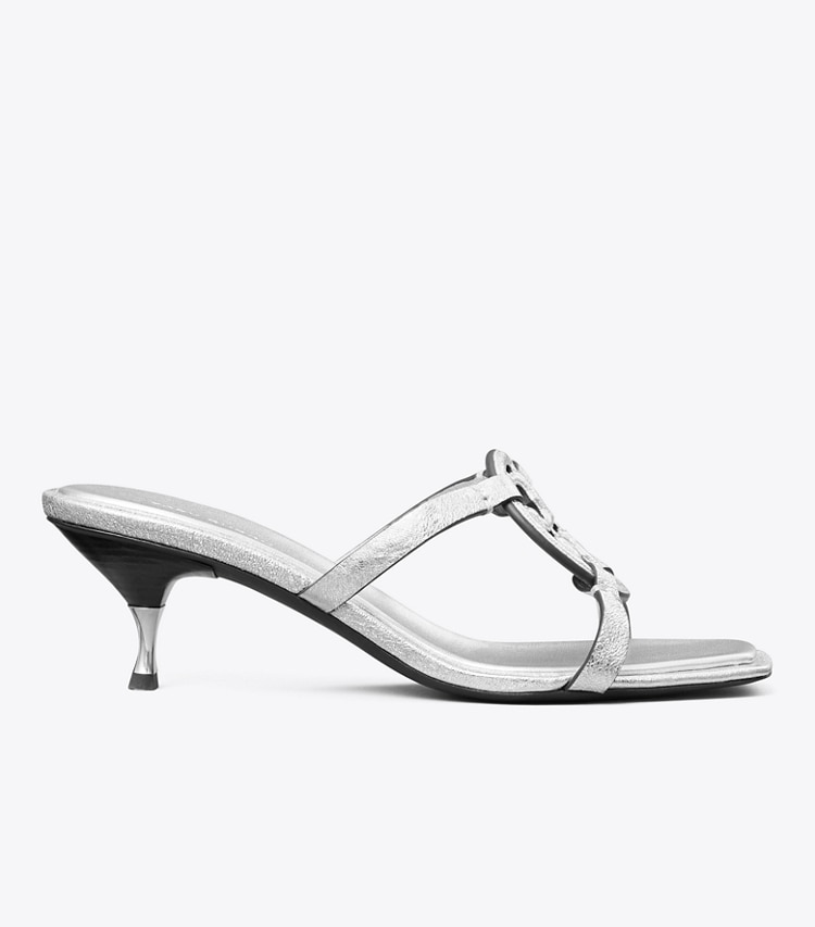 Tory Burch MILLER BOMBe LOW HEEL SANDAL - Silver