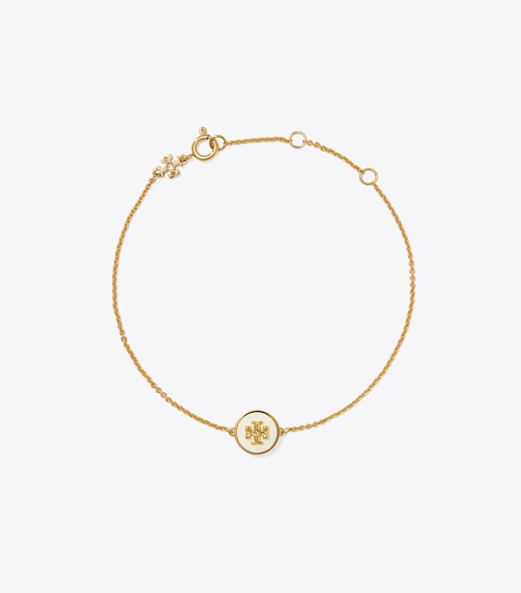 Tory Burch KIRA ENAMEL CHAIN BRACELET - Tory Gold / New Ivory