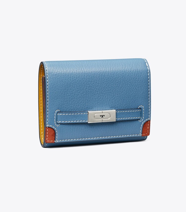 Tory Burch T TEXTURED MEDIUM WALLET - Steel Blue