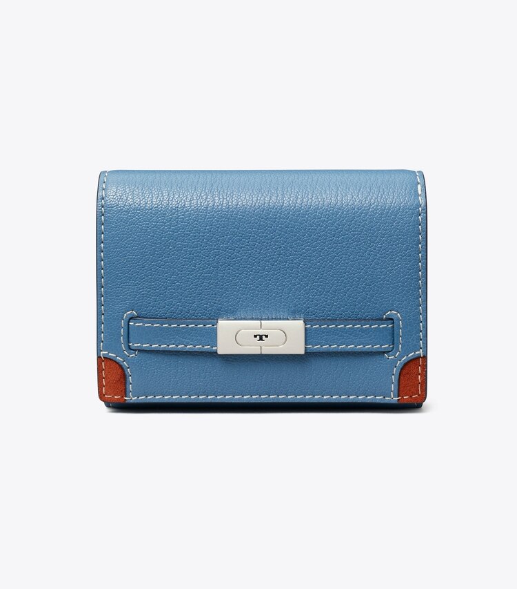 Tory Burch T TEXTURED MEDIUM WALLET - Steel Blue