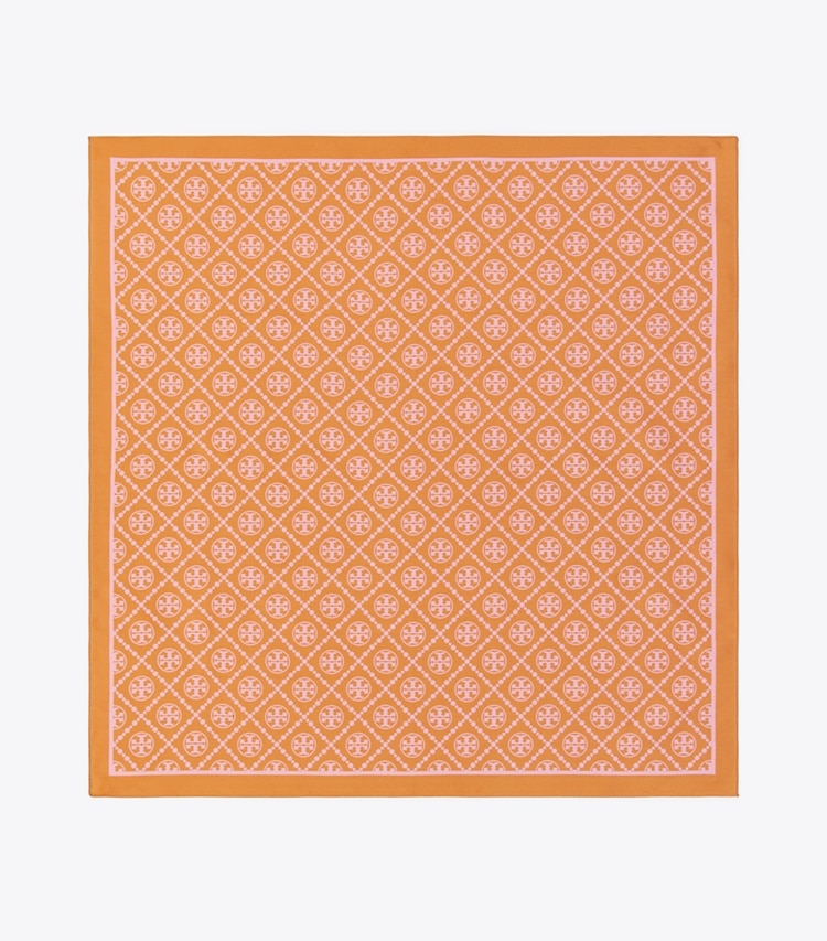 Tory Burch T MONOGRAM TWO-TONE SCARF - Golden Marigold / Pink